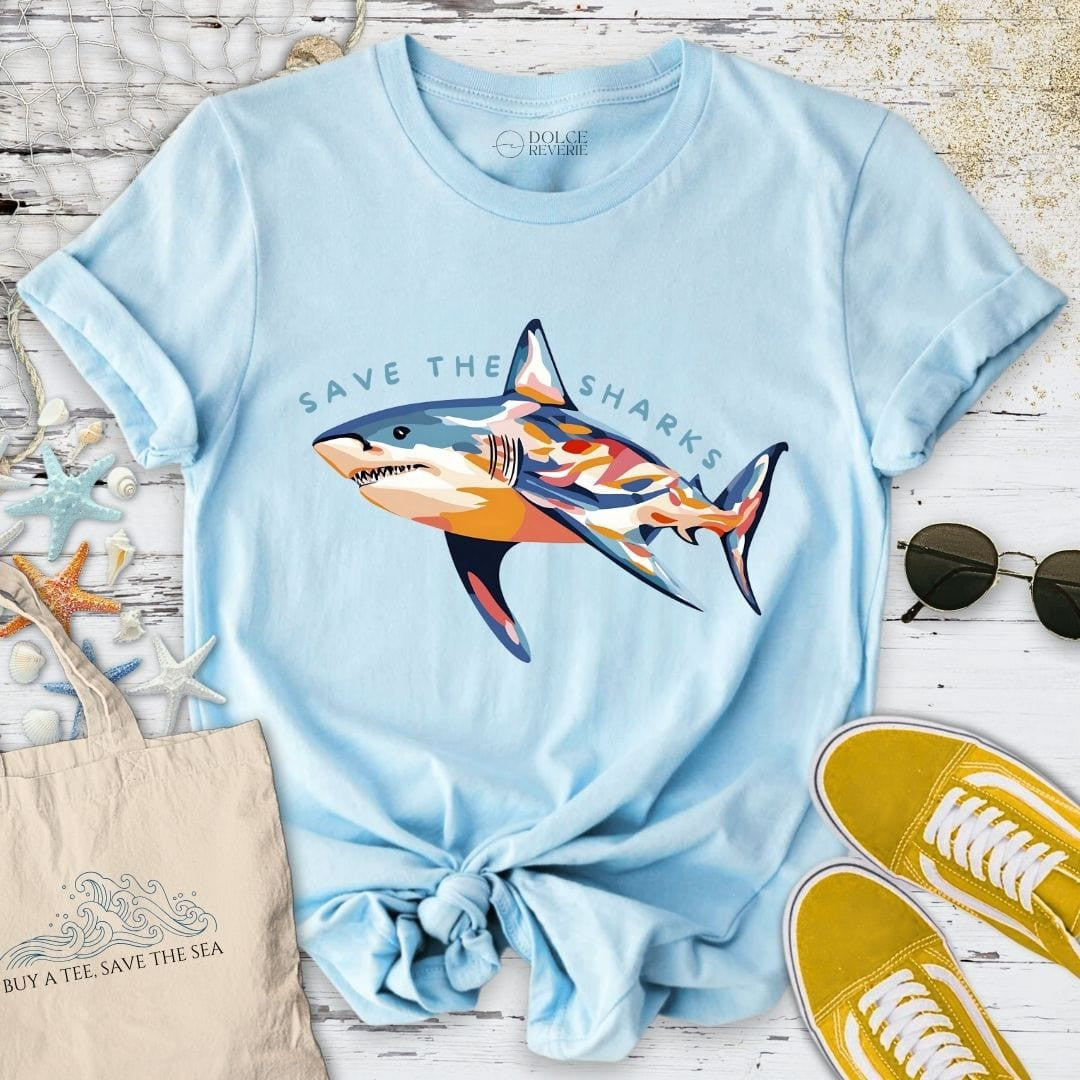 Save The Sharks T-Shirt - Ocean Graphic Tee - Gift for Ocean Lovers - Unisex