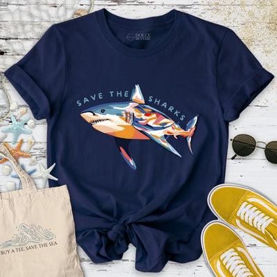 Save The Sharks T-Shirt - Ocean Graphic Tee - Gift for Ocean Lovers - Unisex