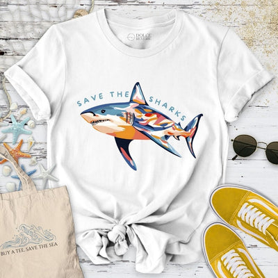 Save The Sharks T-Shirt - Ocean Graphic Tee - Gift for Ocean Lovers - Unisex