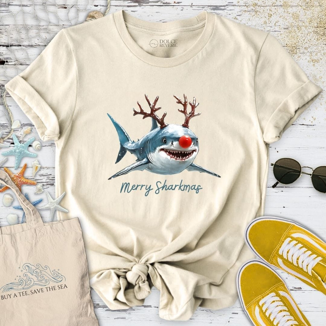 Merry Sharkmas T-Shirt - Ocean Graphic Tee - Gift for Ocean Lovers - Unisex