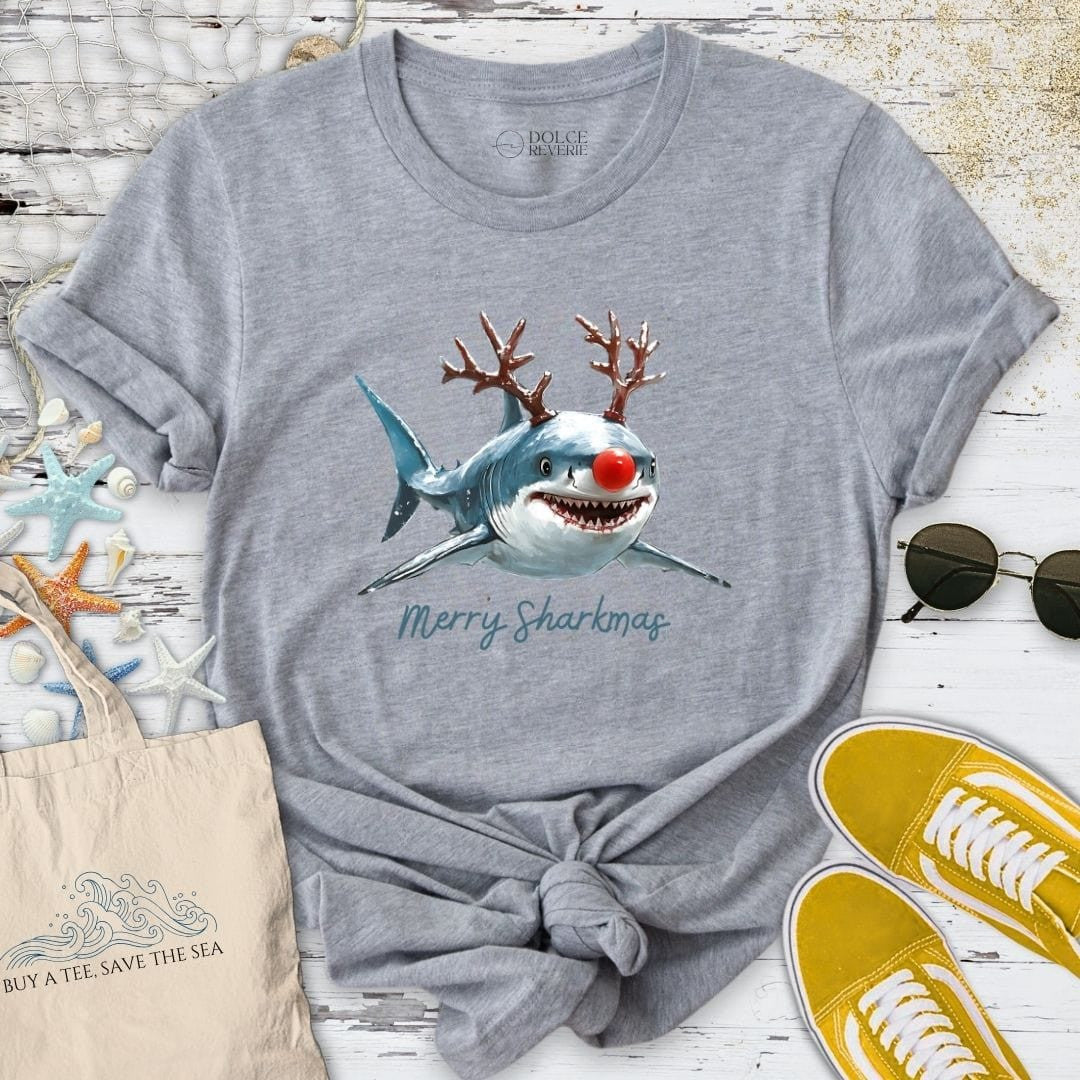 Merry Sharkmas T-Shirt - Ocean Graphic Tee - Gift for Ocean Lovers - Unisex