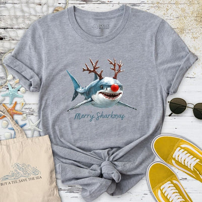 Merry Sharkmas T-Shirt - Ocean Graphic Tee - Gift for Ocean Lovers - Unisex