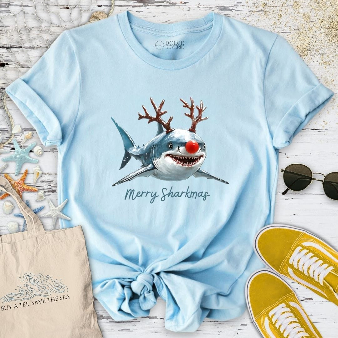 Merry Sharkmas T-Shirt - Ocean Graphic Tee - Gift for Ocean Lovers - Unisex
