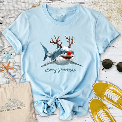Merry Sharkmas T-Shirt - Ocean Graphic Tee - Gift for Ocean Lovers - Unisex