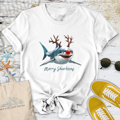 Merry Sharkmas T-Shirt - Ocean Graphic Tee - Gift for Ocean Lovers - Unisex