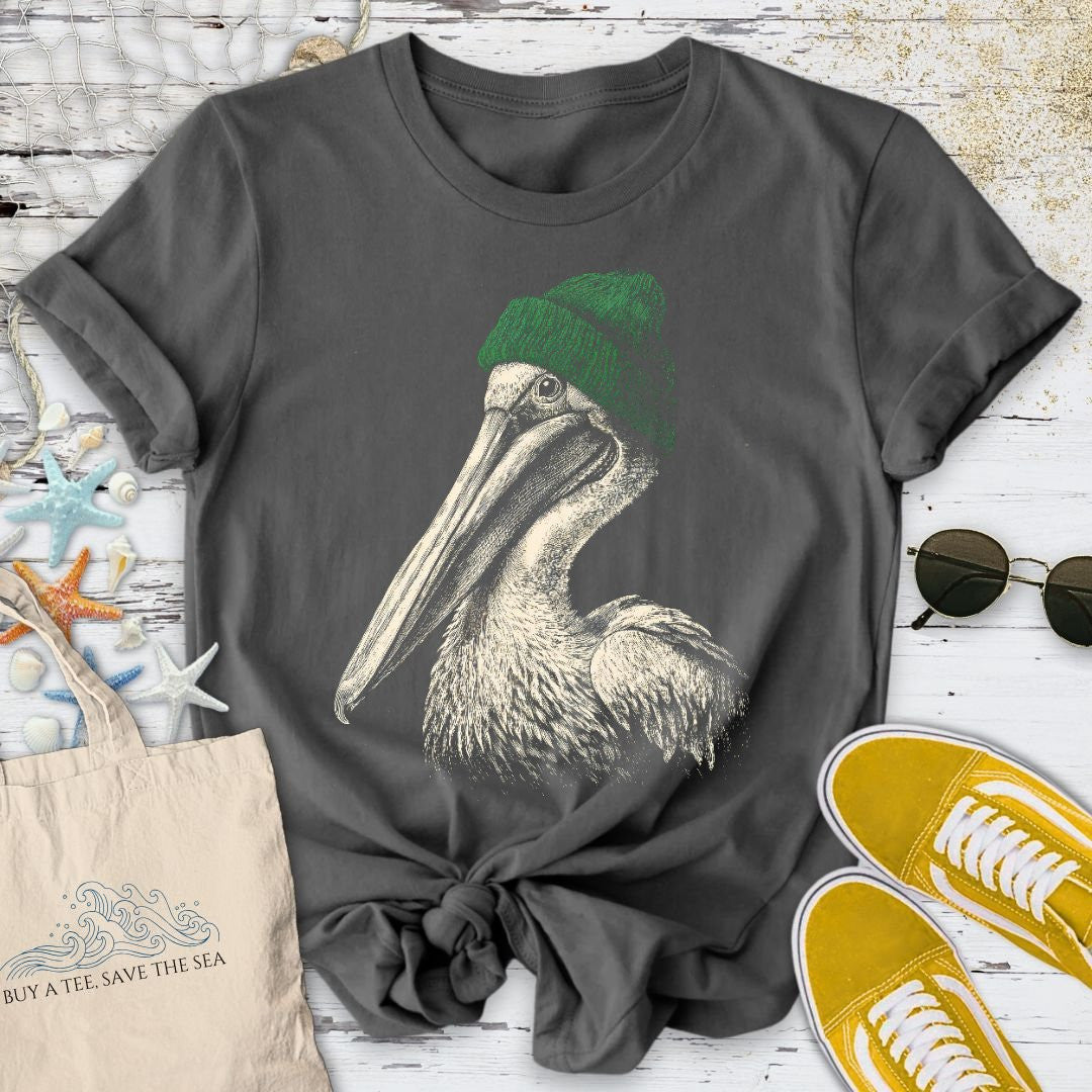 Winter Pelican T-Shirt - Ocean Graphic Tee - Gift for Ocean Lovers - Unisex