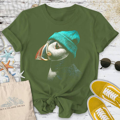 Winter Puffin T-Shirt - Ocean Graphic Tee - Gift for Ocean Lovers - Unisex