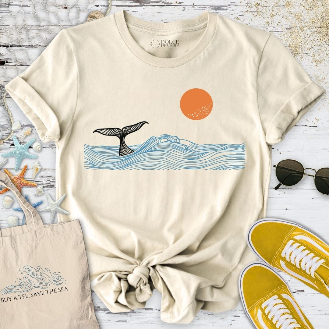 Whale Tail Sunset T-Shirt - Ocean Graphic Tee - Gift for Ocean Lovers - Unisex