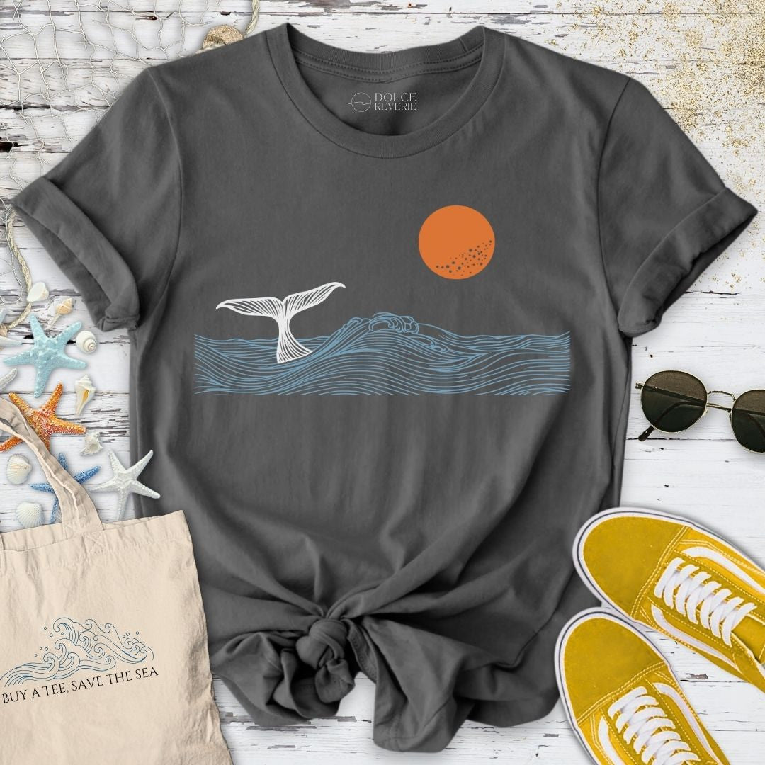 Whale Tail Sunset T-Shirt - Ocean Graphic Tee - Gift for Ocean Lovers - Unisex