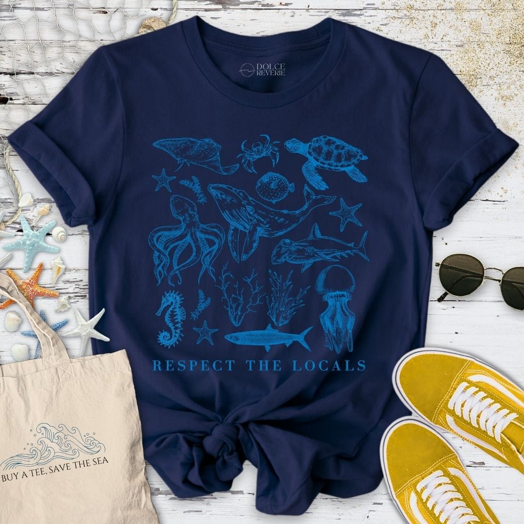 Respect The Locals T-Shirt - Ocean Graphic Tee - Gift for Ocean Lovers - Unisex