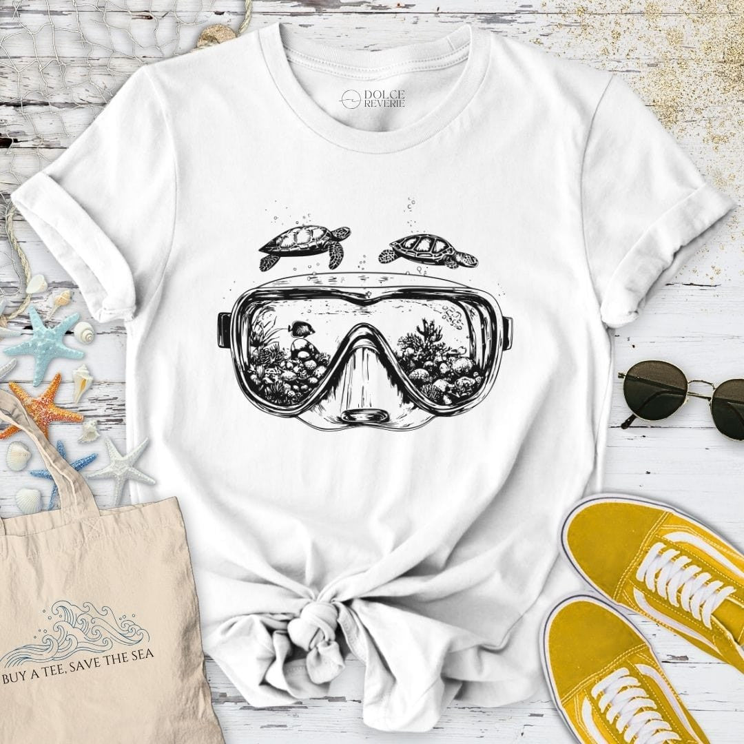Scuba Diving Mask T-Shirt - Ocean Graphic Tee - Gift for Ocean Lovers - Unisex