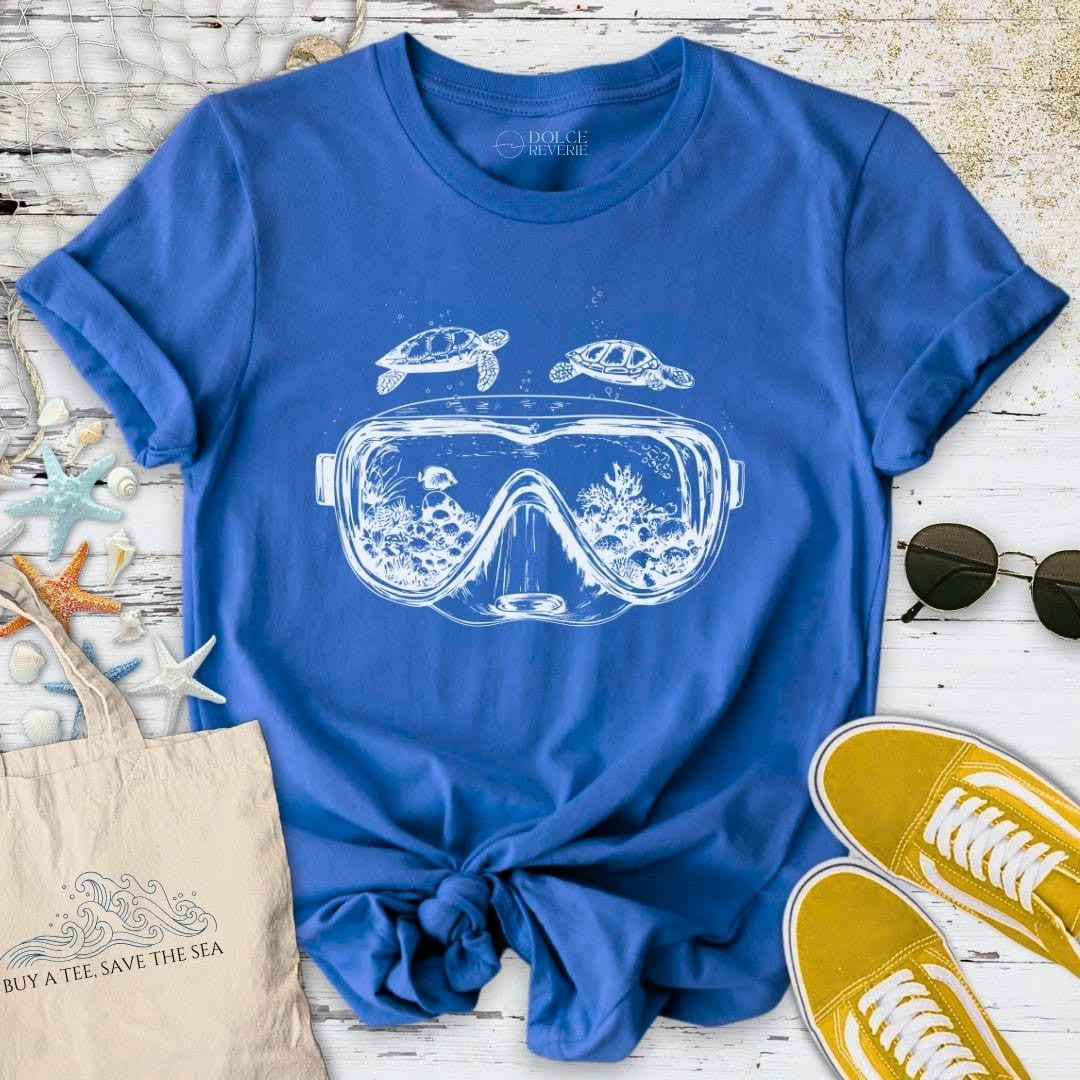 Scuba Diving Mask T-Shirt - Ocean Graphic Tee - Gift for Ocean Lovers - Unisex
