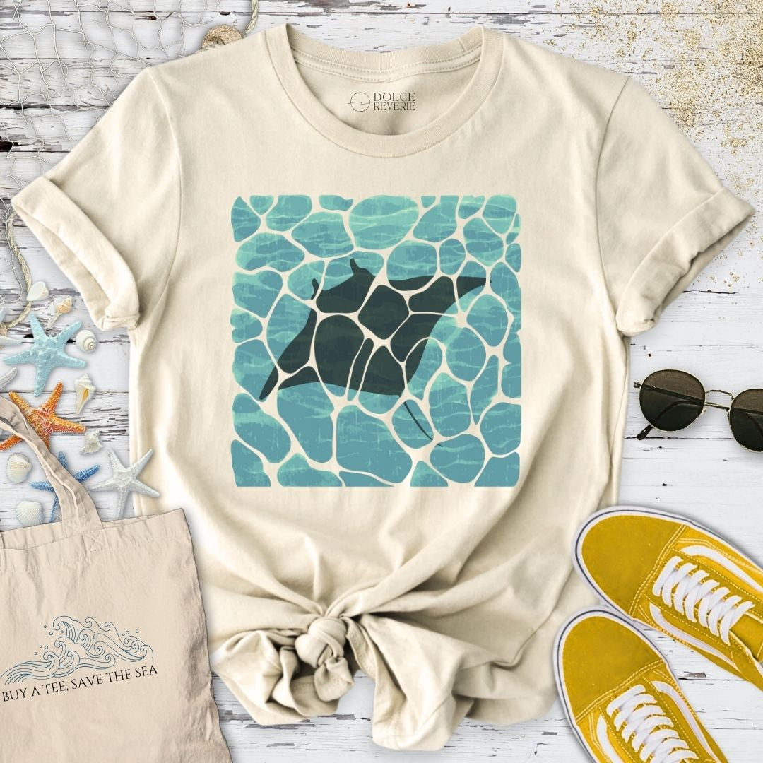 Swimming Manta Ray T-Shirt - Ocean Graphic Tee - Gift for Ocean Lovers - Unisex