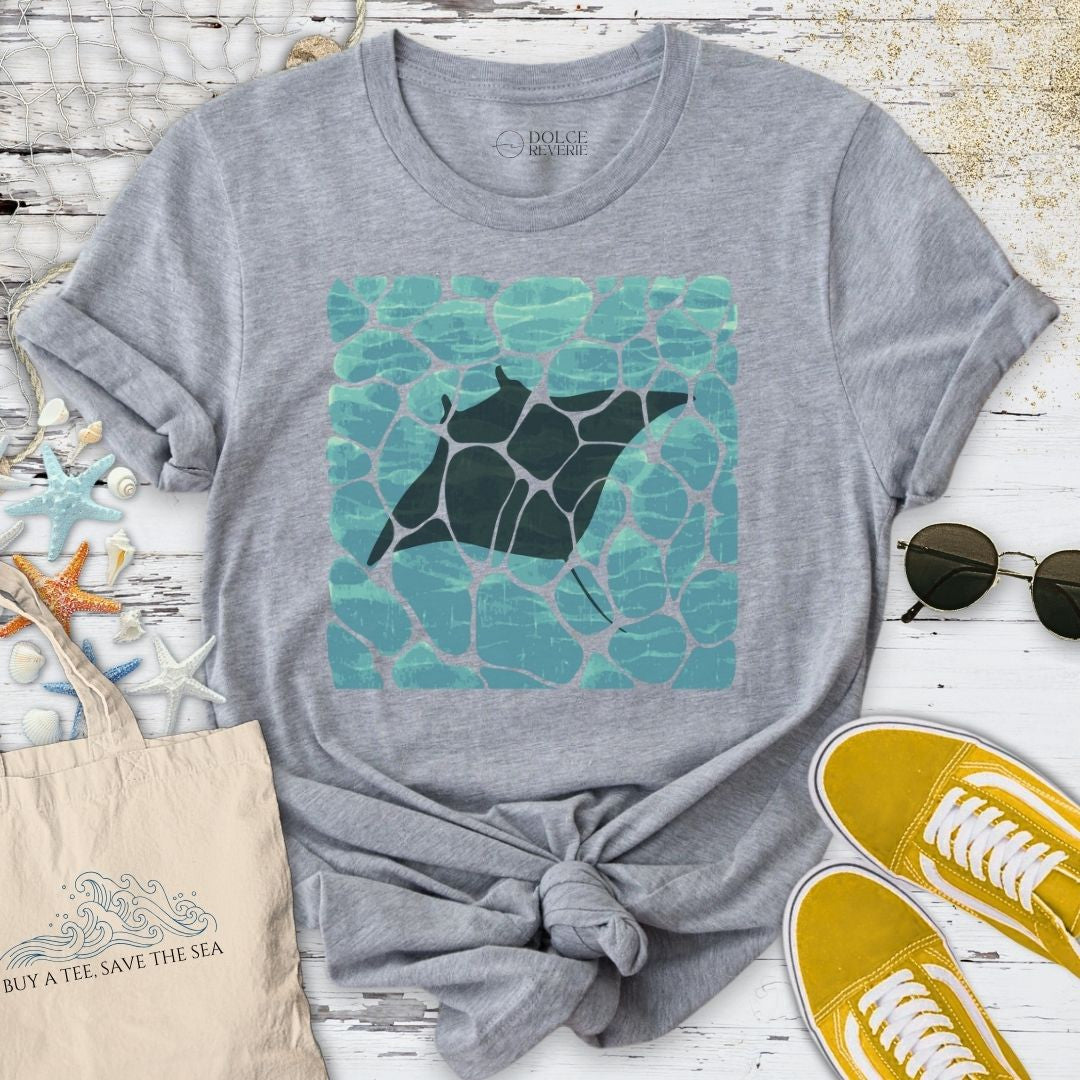 Swimming Manta Ray T-Shirt - Ocean Graphic Tee - Gift for Ocean Lovers - Unisex