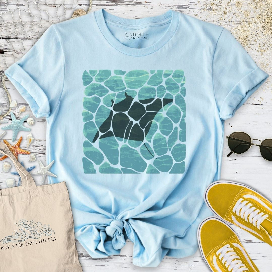 Swimming Manta Ray T-Shirt - Ocean Graphic Tee - Gift for Ocean Lovers - Unisex