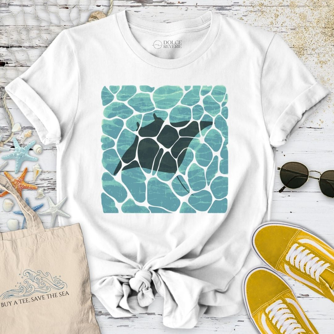 Swimming Manta Ray T-Shirt - Ocean Graphic Tee - Gift for Ocean Lovers - Unisex