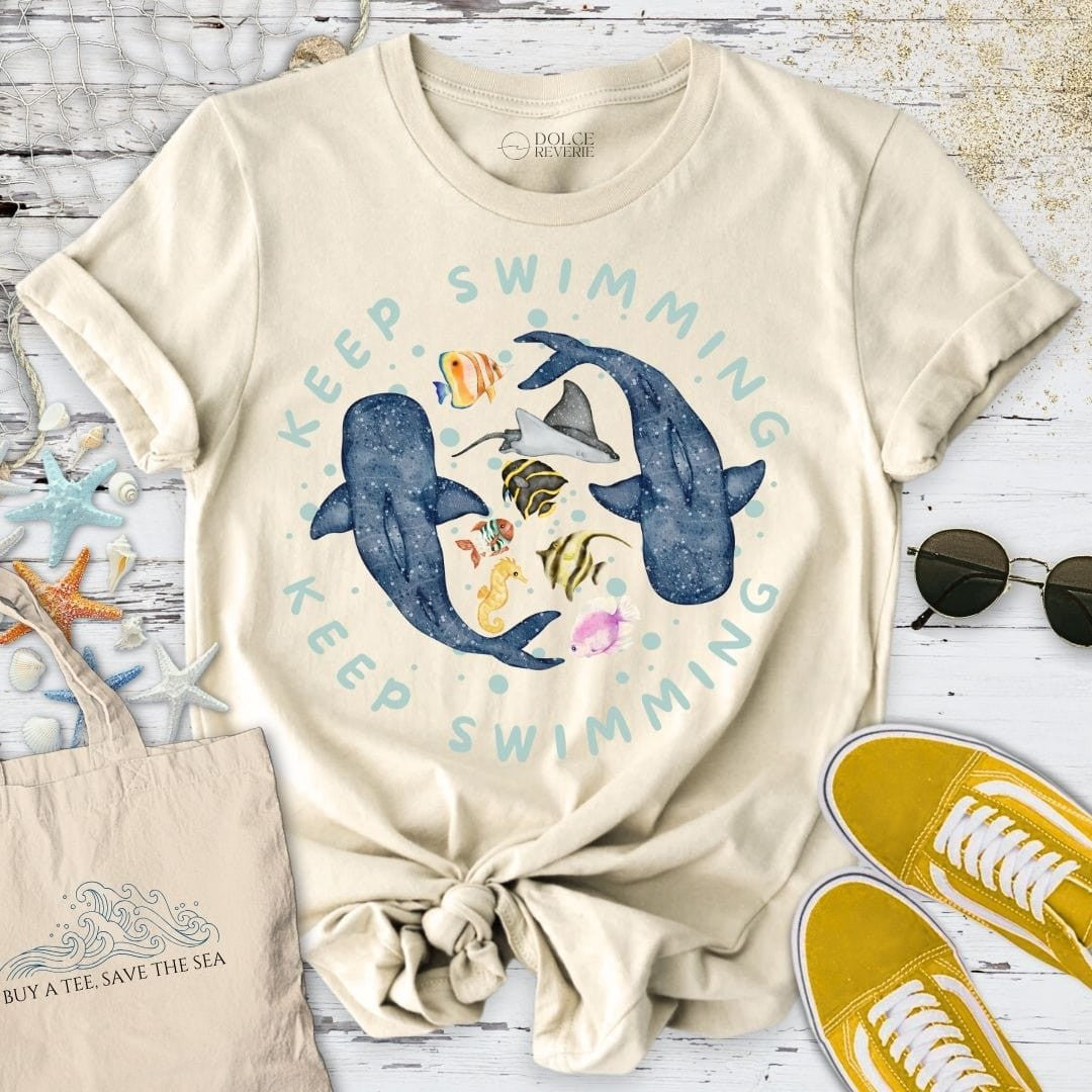 Keep Swimming T-Shirt - Ocean Graphic Tee - Gift for Ocean Lovers - Unisex