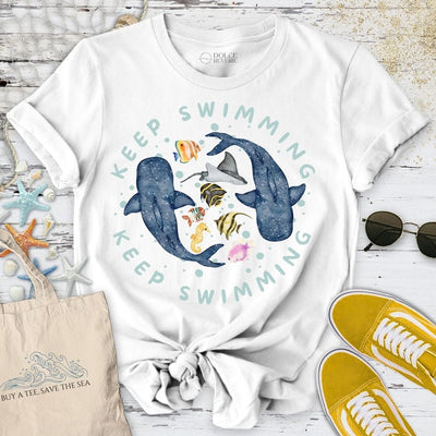 Keep Swimming T-Shirt - Ocean Graphic Tee - Gift for Ocean Lovers - Unisex