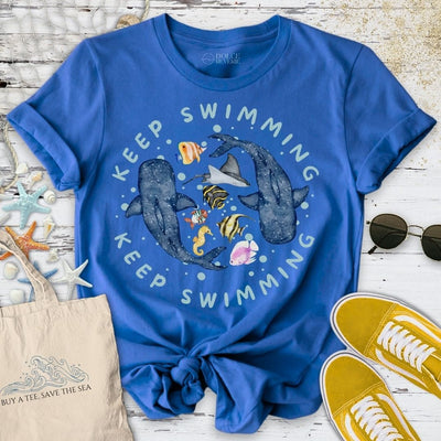 Keep Swimming T-Shirt - Ocean Graphic Tee - Gift for Ocean Lovers - Unisex
