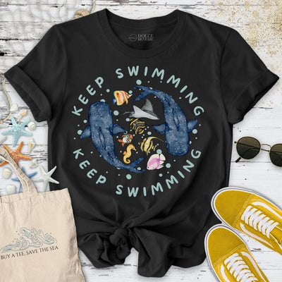 Keep Swimming T-Shirt - Ocean Graphic Tee - Gift for Ocean Lovers - Unisex