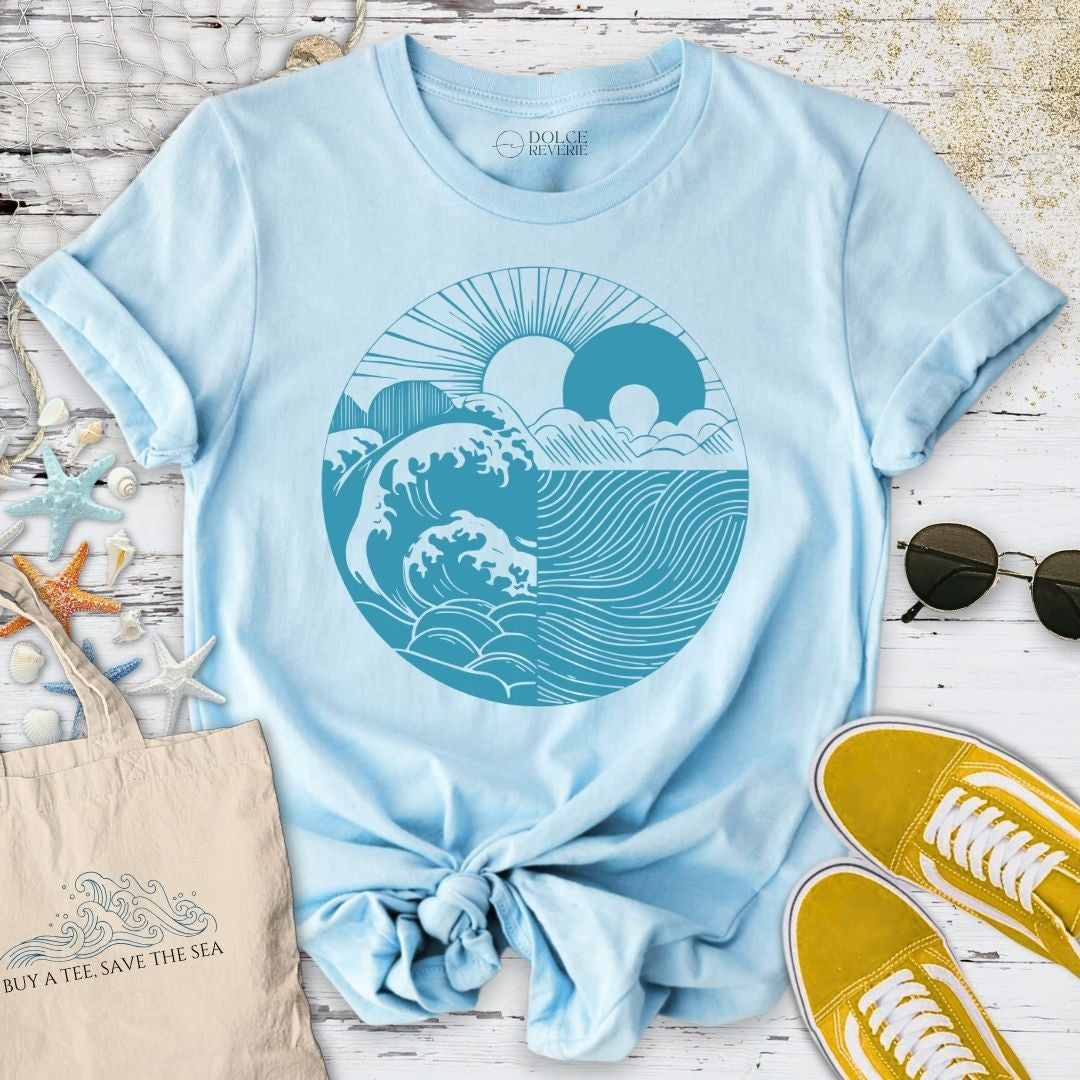 Sun and Sea Harmony T-Shirt - Ocean Graphic Tee - Gift for Ocean Lovers - Unisex