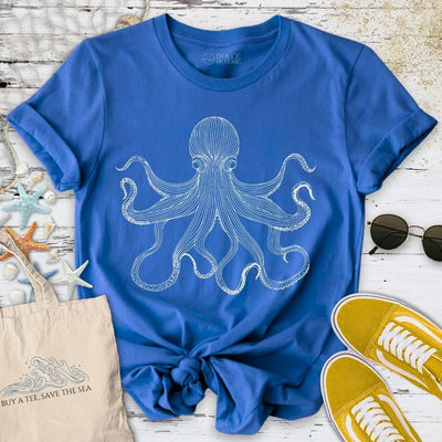 Octopus Line Art T-Shirt - Ocean Graphic Tee - Gift for Ocean Lovers - Unisex