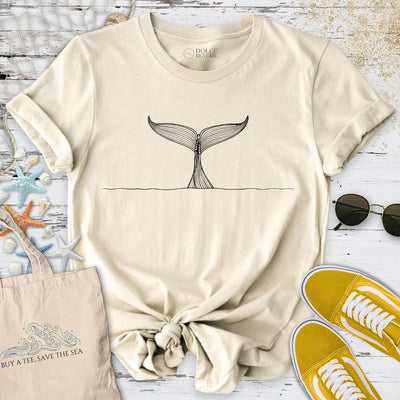 Whale Tail Line Art T-Shirt - Ocean Graphic Tee - Gift for Ocean Lovers - Unisex