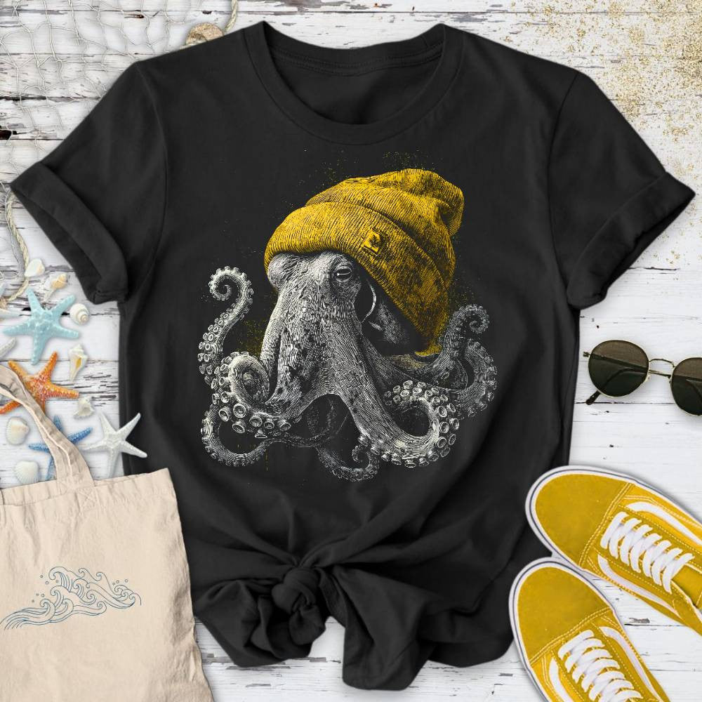 Winter Octopus T-Shirt - Ocean Graphic Tee - Gift for Ocean Lovers - Unisex