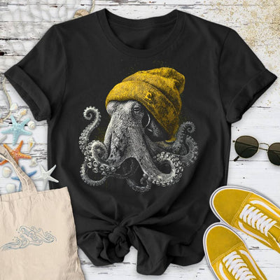 Winter Octopus T-Shirt - Ocean Graphic Tee - Gift for Ocean Lovers - Unisex