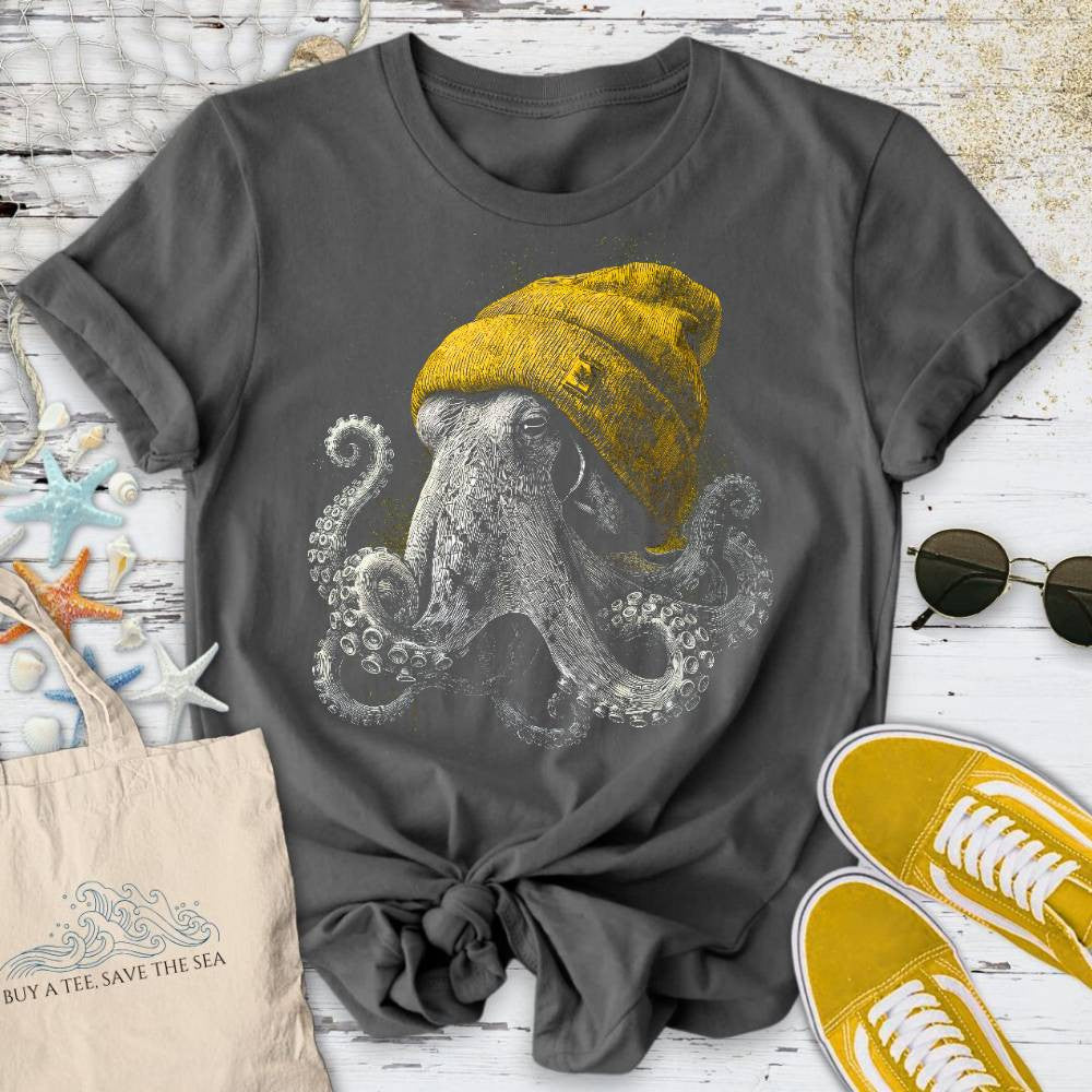 Winter Octopus T-Shirt - Ocean Graphic Tee - Gift for Ocean Lovers - Unisex