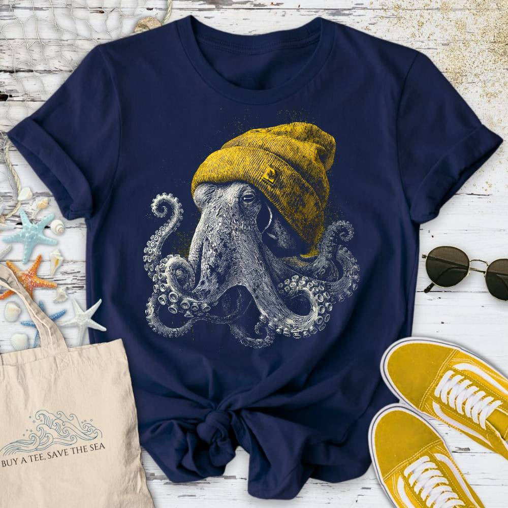 Winter Octopus T-Shirt - Ocean Graphic Tee - Gift for Ocean Lovers - Unisex