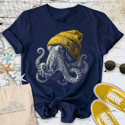 Winter Octopus T-Shirt - Ocean Graphic Tee - Gift for Ocean Lovers - Unisex