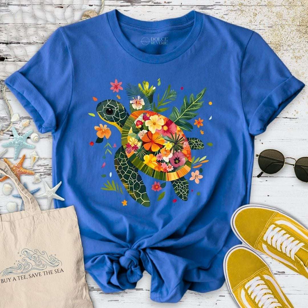 Floral Turtle T-Shirt - Ocean Graphic Tee - Gift for Ocean Lovers - Unisex