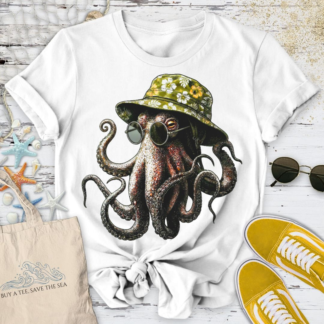 Summer Octopus T-Shirt - Ocean Graphic Tee - Gift for Ocean Lovers - Unisex