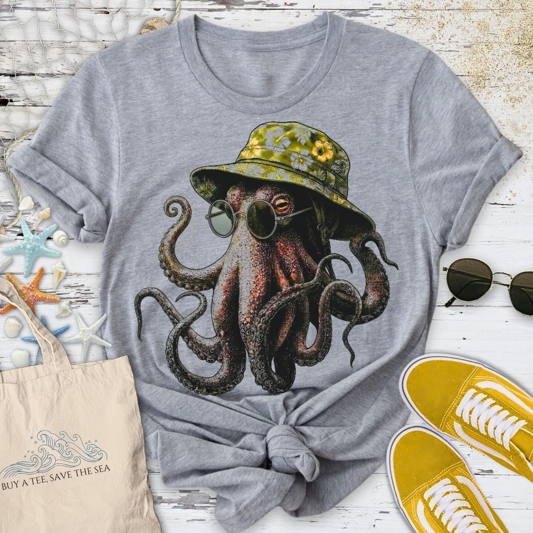 Summer Octopus T-Shirt - Ocean Graphic Tee - Gift for Ocean Lovers - Unisex