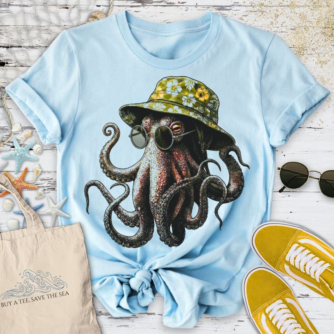 Summer Octopus T-Shirt - Ocean Graphic Tee - Gift for Ocean Lovers - Unisex