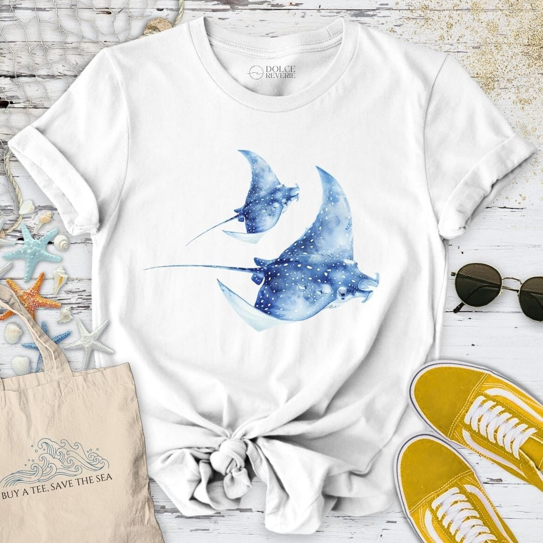 Watercolor Manta Rays T-Shirt - Ocean Graphic Tee - Gift for Ocean Lovers - Unisex