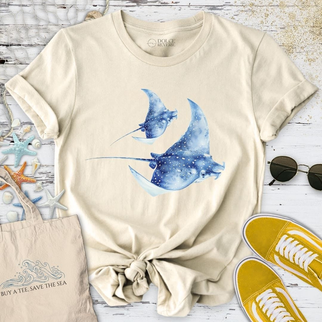 Watercolor Manta Rays T-Shirt - Ocean Graphic Tee - Gift for Ocean Lovers - Unisex