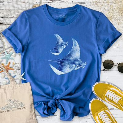 Watercolor Manta Rays T-Shirt - Ocean Graphic Tee - Gift for Ocean Lovers - Unisex