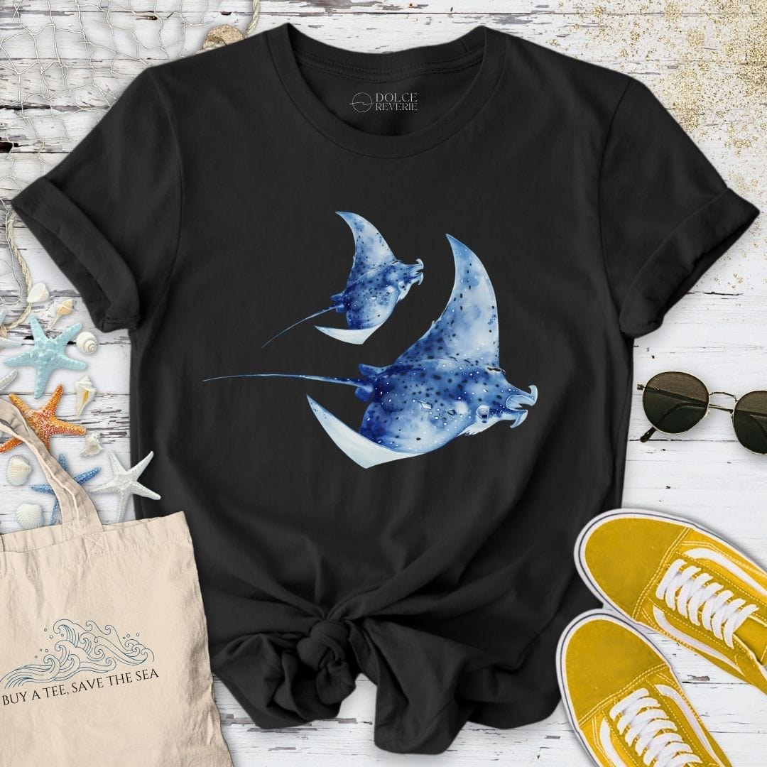 Watercolor Manta Rays T-Shirt - Ocean Graphic Tee - Gift for Ocean Lovers - Unisex