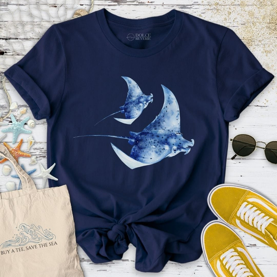 Watercolor Manta Rays T-Shirt - Ocean Graphic Tee - Gift for Ocean Lovers - Unisex