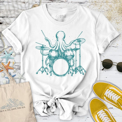 Drummer Octopus T-Shirt - Ocean Graphic Tee - Gift for Ocean Lovers - Unisex