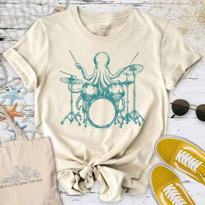 Drummer Octopus T-Shirt - Ocean Graphic Tee - Gift for Ocean Lovers - Unisex