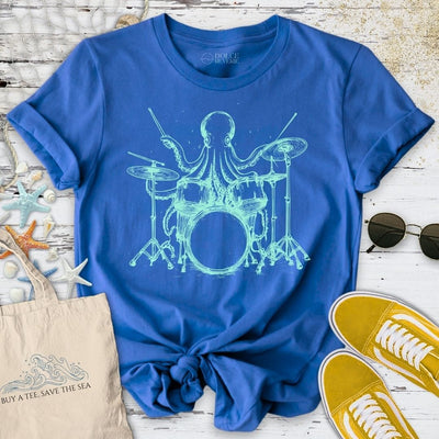 Drummer Octopus T-Shirt - Ocean Graphic Tee - Gift for Ocean Lovers - Unisex