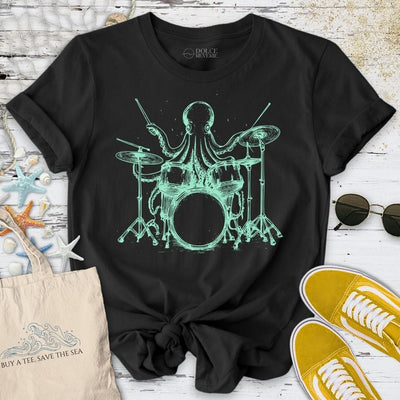 Drummer Octopus T-Shirt - Ocean Graphic Tee - Gift for Ocean Lovers - Unisex