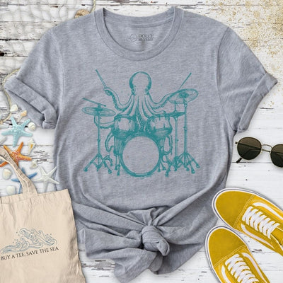 Drummer Octopus T-Shirt - Ocean Graphic Tee - Gift for Ocean Lovers - Unisex