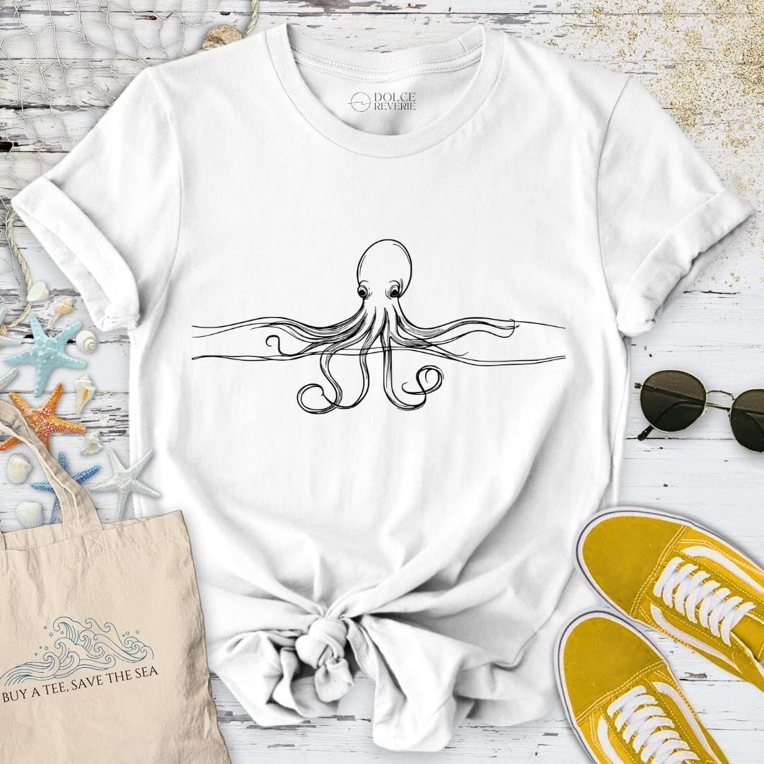 Octopus Line T-Shirt - Ocean Graphic Tee - Gift for Ocean Lovers - Unisex