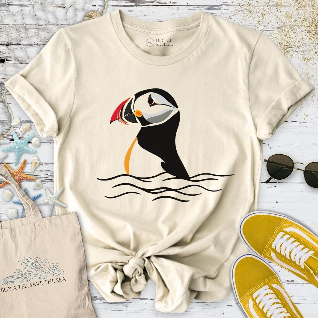 Retro Puffin T-Shirt - Ocean Graphic Tee - Gift for Ocean Lovers - Unisex