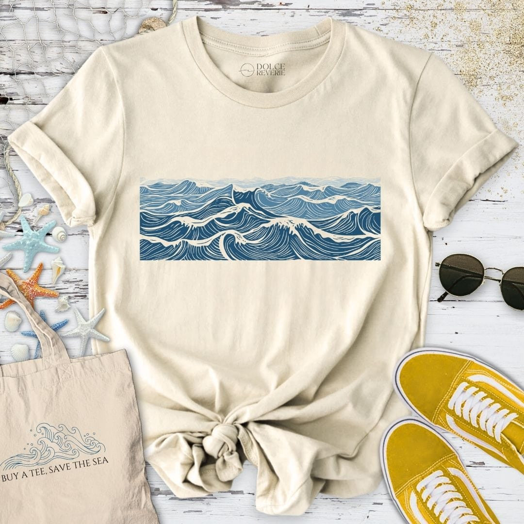 Line Waves T-Shirt - Ocean Graphic Tee - Gift for Ocean Lovers - Unisex