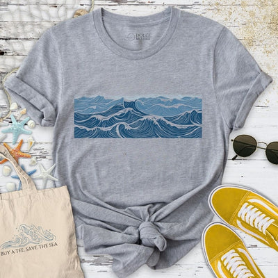 Line Waves T-Shirt - Ocean Graphic Tee - Gift for Ocean Lovers - Unisex